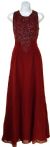 A-line Silk Chiffon Formal Dress with Beaded Bodice  in Burgundy